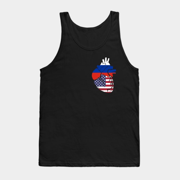 Russia and USA flag heart Tank Top by Bun Art Store